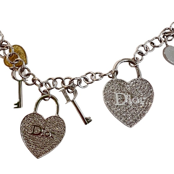Christian Dior Heart Lock and Keys Charm Long Necklace - Picture 2 of 13